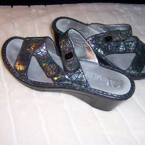 Alegria by PG Lite Silver Black Sandals Women Size Eu 37 ~US 7